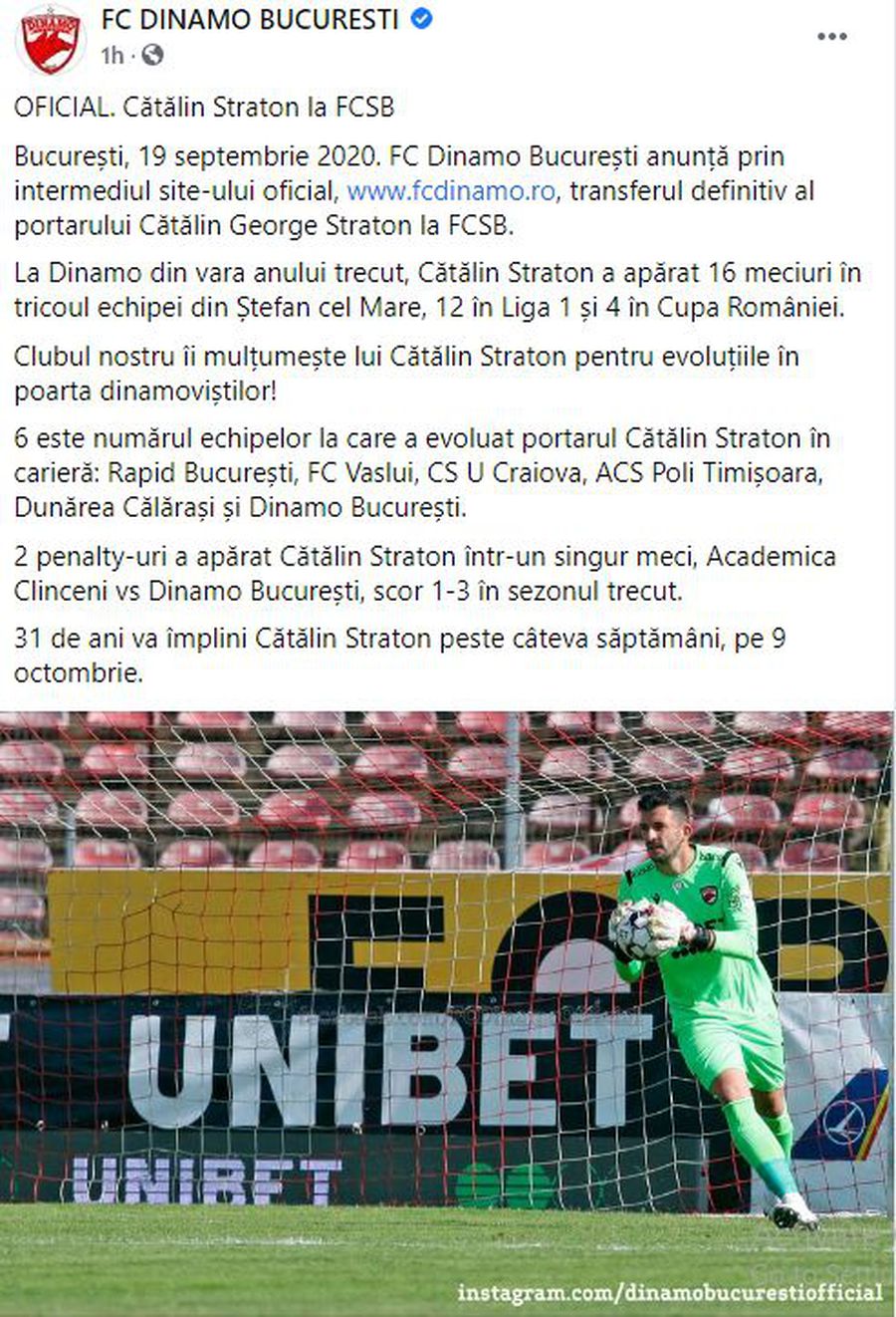 EXCLUSIV // UPDATE Cătălin Straton, ex-Dinamo, a semnat pe un an cu FCSB