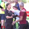 Adrian Iencsi și arbitra de rezervă la meciu Rapid - Turris