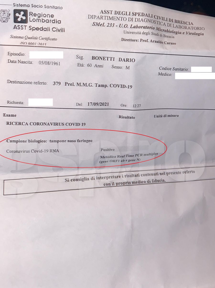 Soția-avocat a lui Bonetti a trimis facsimilul testului efectuat de antrenor, după ce șefii lui Dinamo au suspectat că italianul îi minte