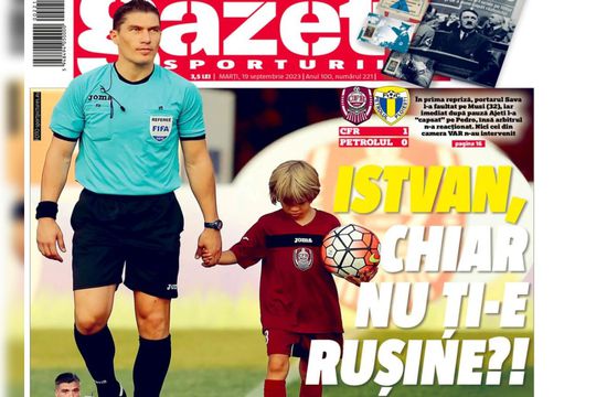 Prima pagină a Gazetei Sporturilor de astăzi