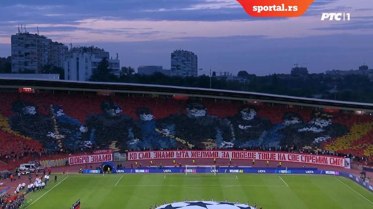 Scenografie spectaculoasă în Steaua Roșie - Benfica, foto: sportal.rs