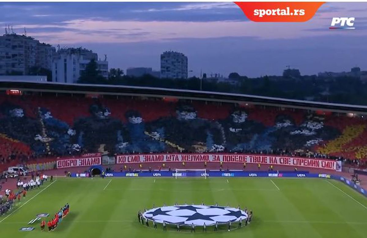 Scenografie spectaculoasă în Steaua Roșie - Benfica, foto: sportal.rs