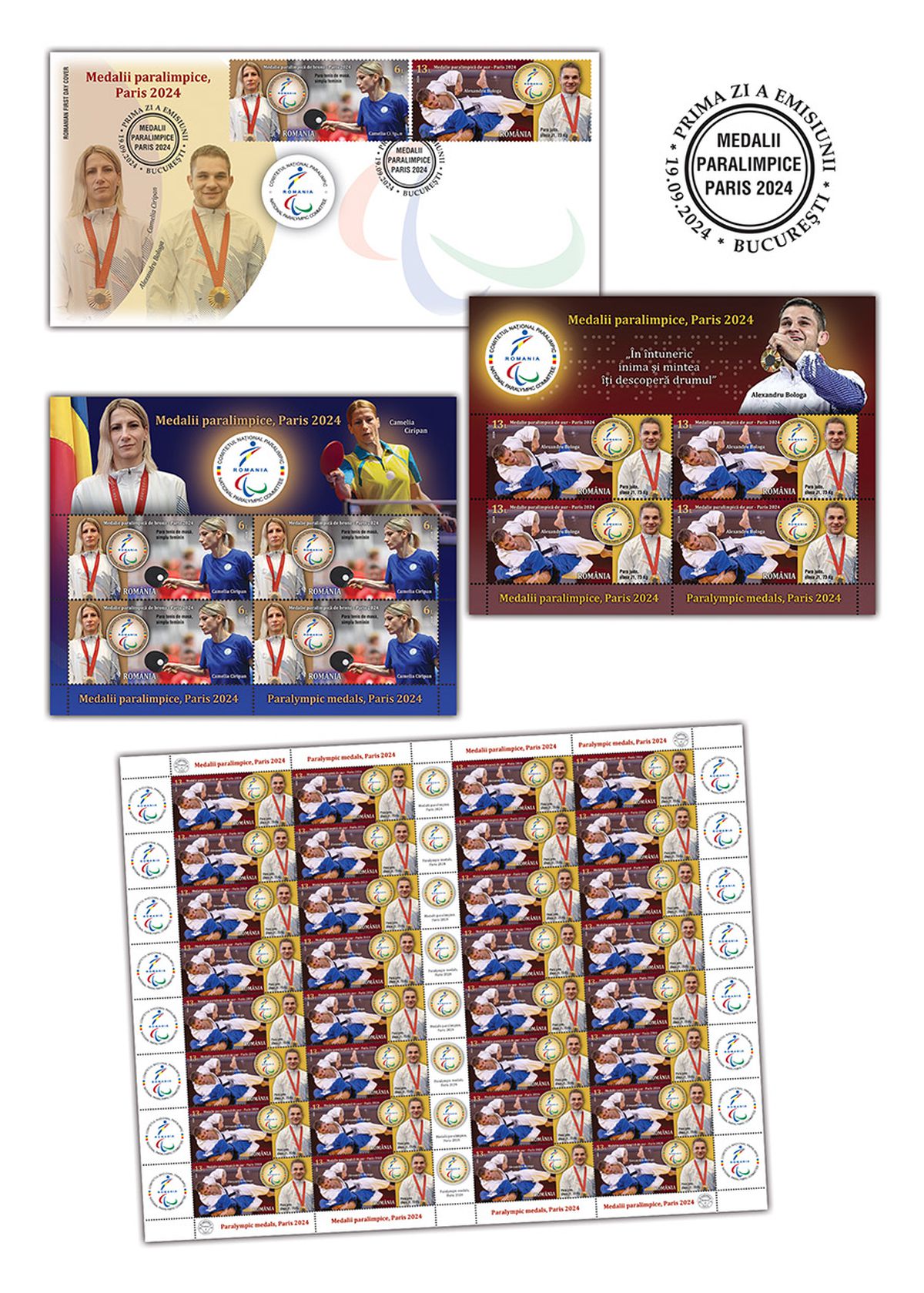 Timbre speciale dedicate medaliaților români la Jocurile Paralimpice de la Paris