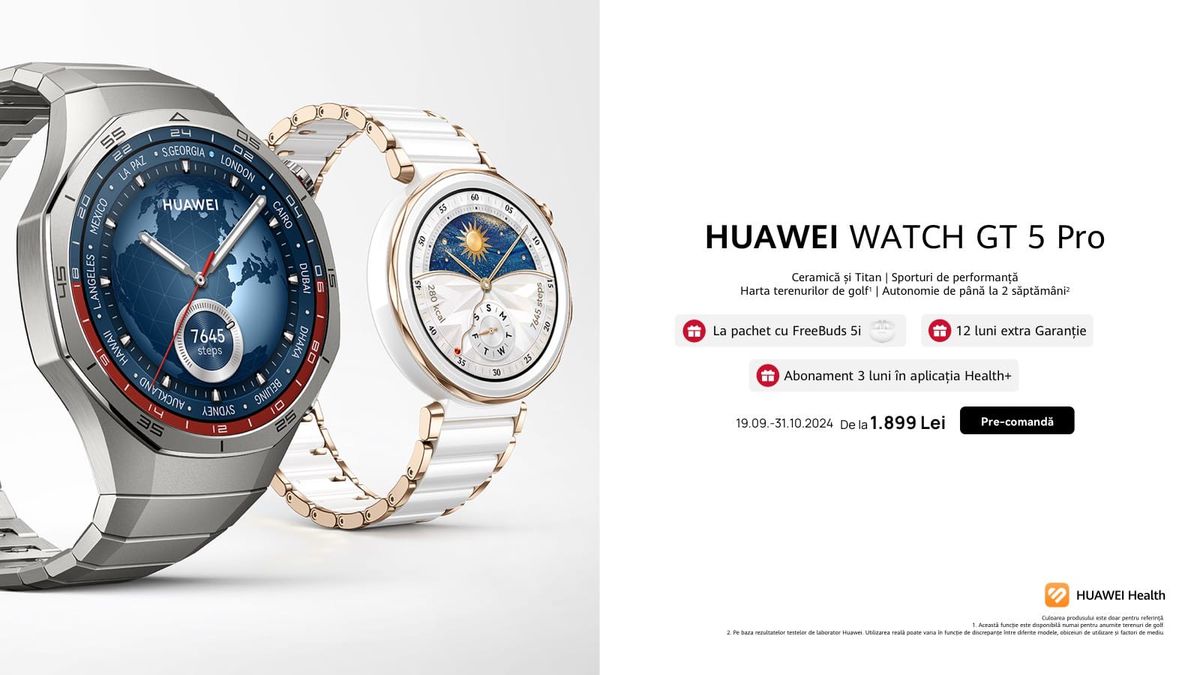 HUAWEI a lansat noi produse inovatoare:  Seria HUAWEI WATCH GT 5, disponibilă acum în România