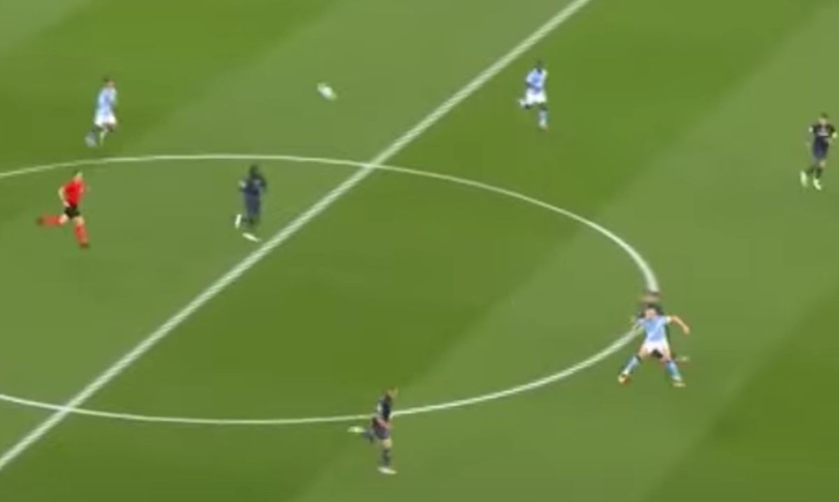 Faza eliminării lui Giovanni Di Lorenzo, după faultul de ultim apărător asupra lui Erling Haaland, în Manchester City - Napoli 2-0
