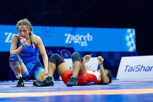 Andreea Ana după lupta din finala pentru bronz la Mondialele de la Zagreb FOTO Imago Images