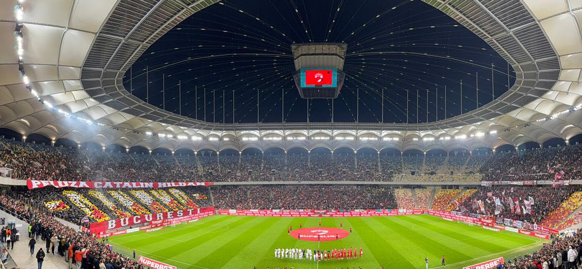 Scenografia afișată de fanii lui Dinamo la meciul cu Rapid