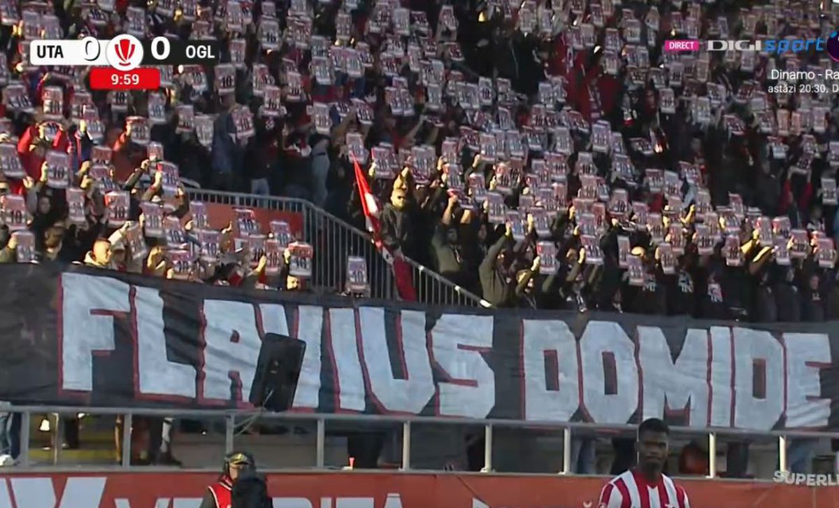 Flavius Domide, omagiat de un stadion întreg » Ce s-a întâmplat în minutul 10 din UTA - Oțelul