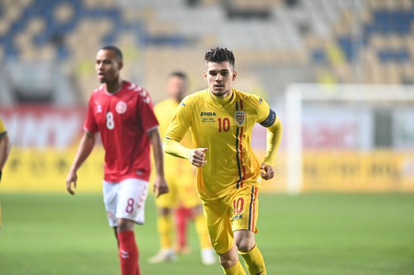Ianis Hagi, în meciul România U21 - Danemarca U21 1-1. foto: Gazeta Sporturilor