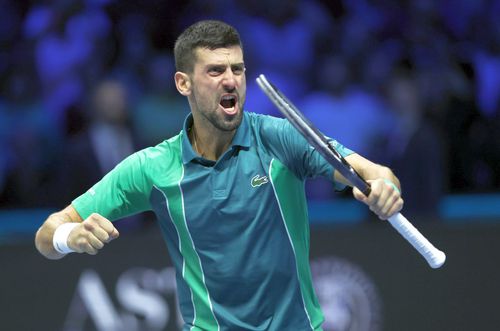 Novak Djokovic sărbătorind victoria // foto: Guliver/gettyimages