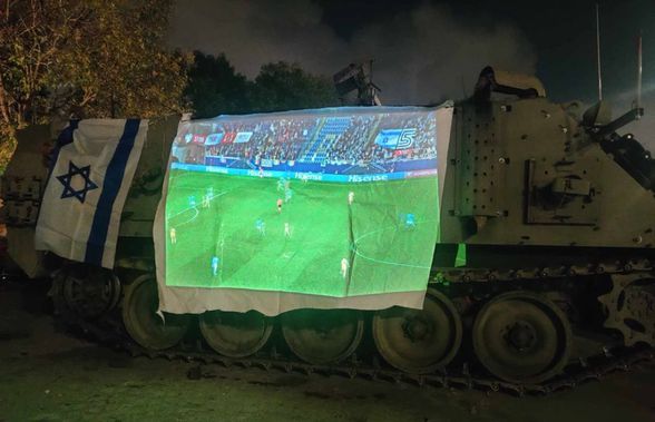 Metodă inedită » Soldații israelieni au proiectat meciul naționalei contra României pe un tanc