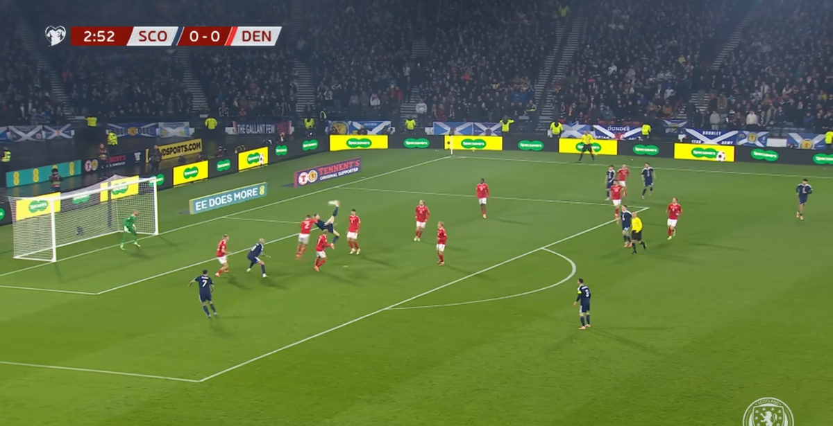 Golul lui Scott McTominay din Scoția - Danemarca