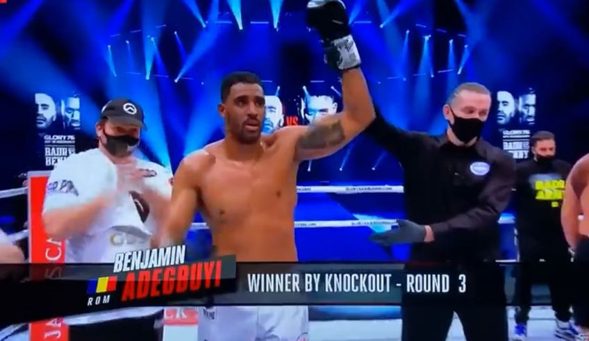 Benny Adegbuyi (35 de ani) l-a învins pe Badr Hari (36 de ani), prin KO tehnic, în runda cu numărul 3 a main event-ului din gala Glory 76!