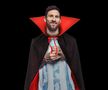 Lionel Messi în pelerină de vampir, foto: Iosif Popescu / GSP