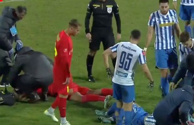Emoții pentru FCSB » Ngezana s-a lovit puternic și nu a mai putut continua meciul