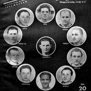 Naționala Ungariei: Toth III este în dreapta, penultimul de jos. Deasupra este Petschowski, dedesubt Bodola FOTO: Arhiva Radu Romanescu (UTA Arad)