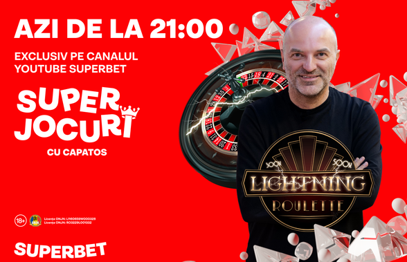 Superbet Lightning Roulette e superjocul cu dealer live și 5 numere cu premii fulger pe care Dan ți-l arată azi, live pe YouTube Superbet de la ora 21!