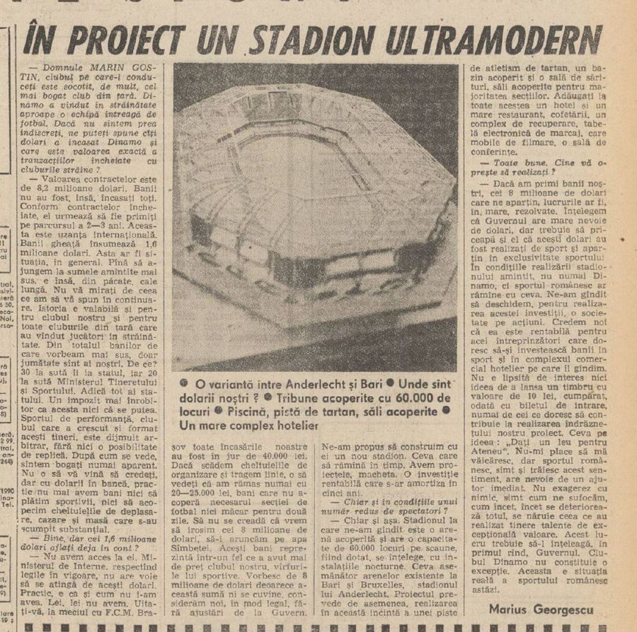 Machetele stadionului Dinamo cu care fanii au fost amăgiți după '90 » Prima variantă era copia unui stadion din Italia și trebuia să aibă 60.000 de locuri