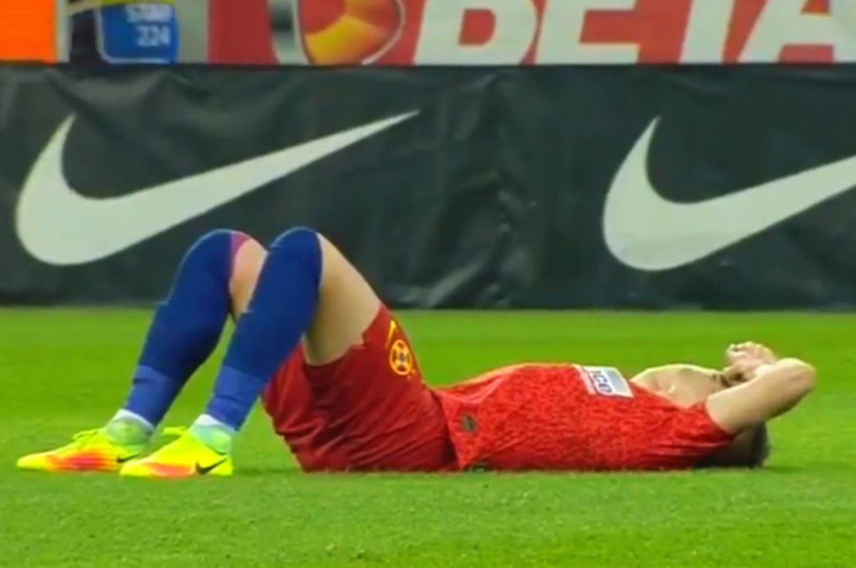 FOTO Experiment nereușit! Dragoș Nedelcu, trimis fundaș central, s-a accidentat în minutul 11 al duelului FCSB - Chindia