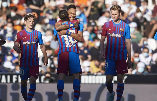 Ca-n vremurile bune! Barcelona a făcut show la Valencia: Aubameyang, în istoria La Liga