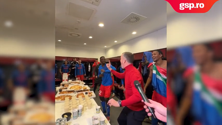 MM Stoica, fiesta în vestiar după FCSB - PAOK. FOTO: captură video FCSB