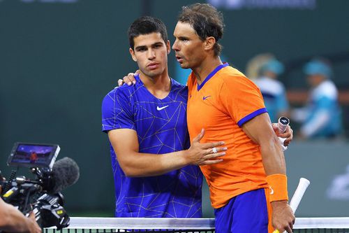 Rafael Nadal și Carlos Alcaraz la finalul partidei de la Indian Wells / Sursă foto: Imago Images