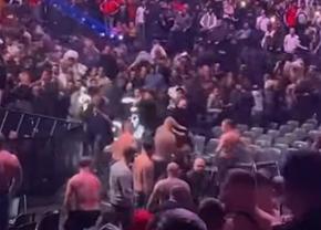 Ultrașii Legiei Varșovia, protagoniști într-o bătaie generală la o gală de kickboxing din Belgia » Lupta Badri Hari - Arkadiusz Wrzosek a fost oprită