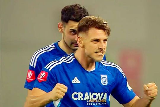 Dragoș Albu, „dublă” cu CS Mioveni / FOTO: Captură TV @Orange Sport 1