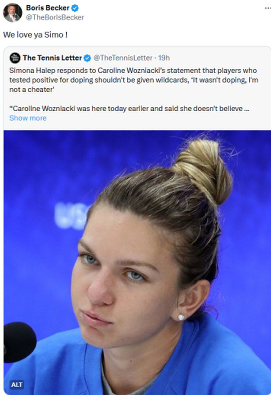 Jucătorul cu 6 titluri de Grand Slam a intervenit în schimbul de replici Halep - Wozniacki