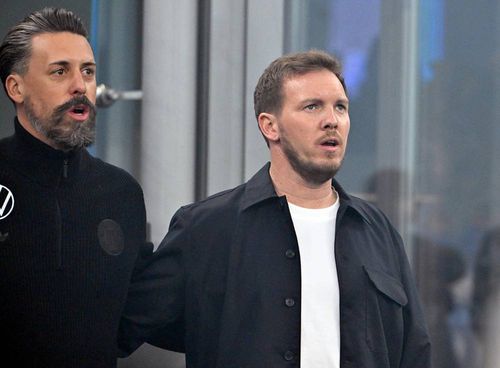 Sandro Wagner, stânga, alături de selecționerul Julian Nagelsmann