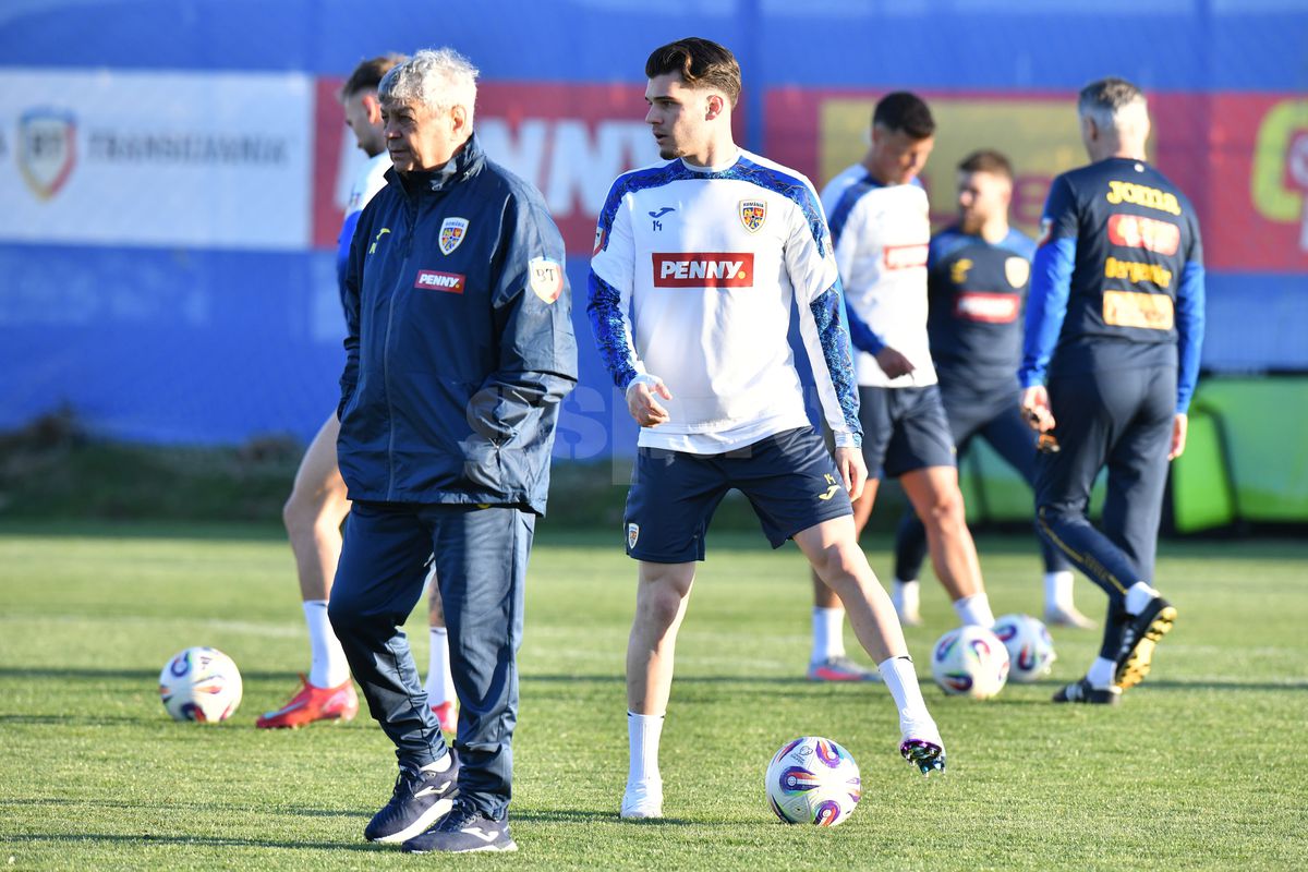 Imagini de la antrenamentul oficial al României dinaintea partidei cu Bosnia » Ce a făcut Mircea Lucescu timp de 15 minute