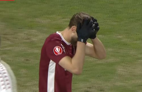 Ratarea lui Alibek Aliev în CFR Cluj - Rapid / Foto: Captură Prima Sport 1