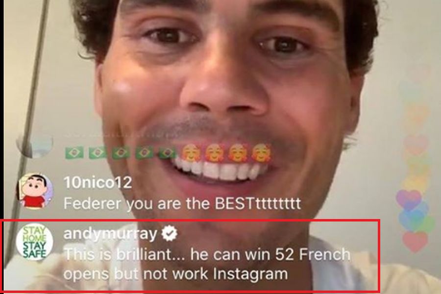 VIDEO Rafael Nadal și Roger Federer, hohote de râs în live-ul de pe Instagram: „Suntem prea bătrâni pentru astfel de lucruri” » Cum l-a „trollat” Murray pe iberic