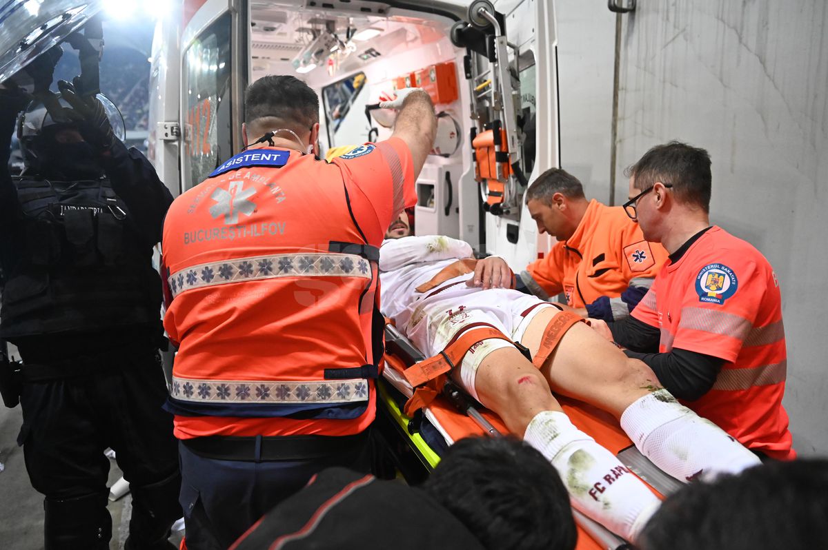 Scene revoltătoare pe Arena Națională » Jandarmii, nevoiți să intervină cu scuturile în momentul accidentării lui Hromada