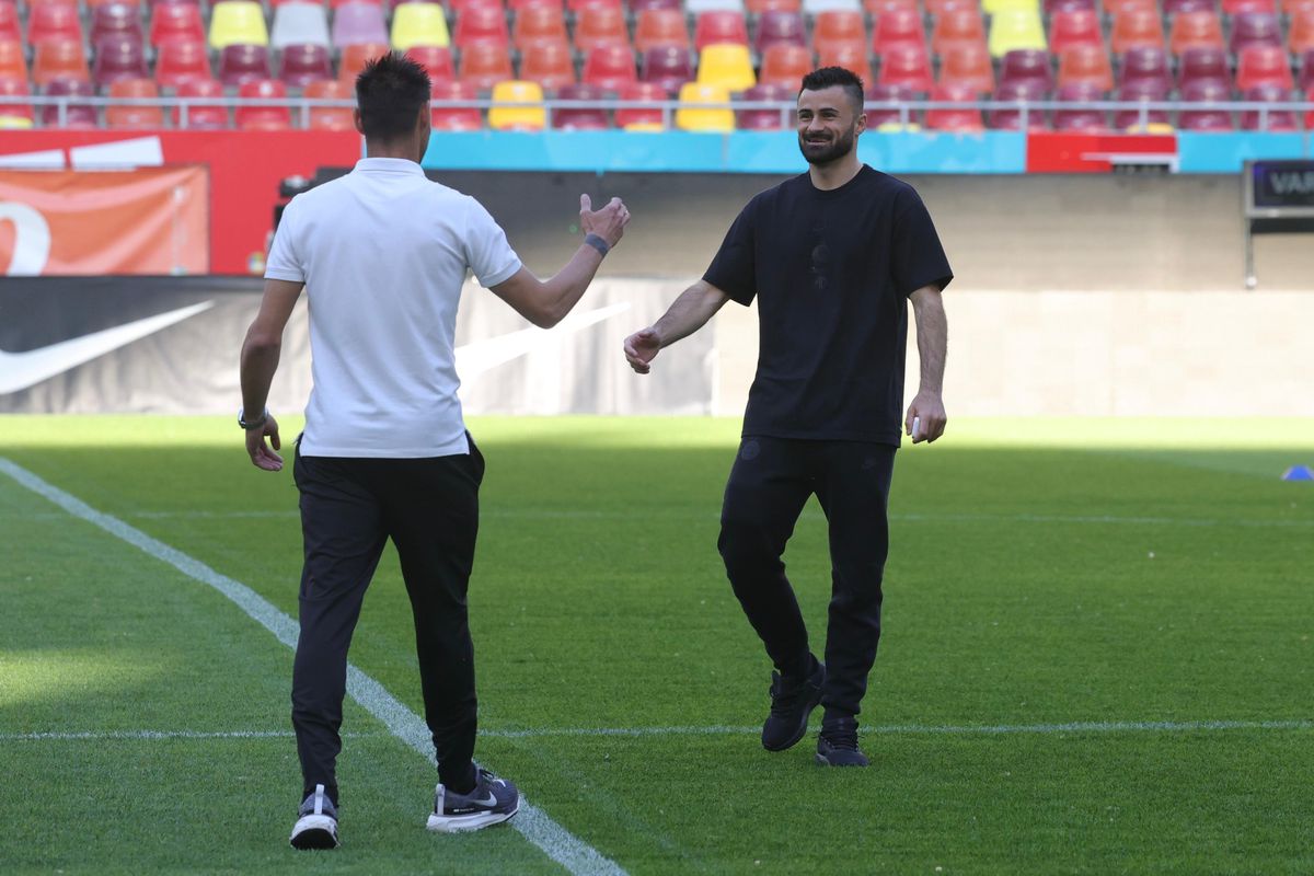 Imagini de la încălzire înainte de FCSB - CFR Cluj