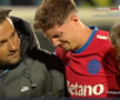 David Miculescu s-a accidentat în Farul - FCSB // FOTO: captură Prima Sport
