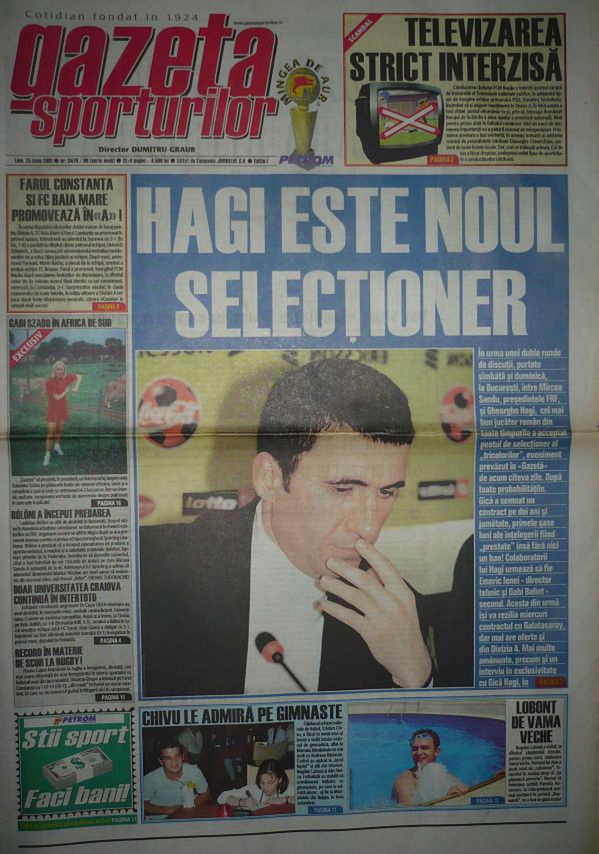 Gică Hagi, selecționer în 2001 - imagini cu „Regele” dintr-o epocă dispărută astăzi