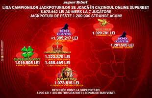 Liga Campionilor Jackpoturilor! Peste 8 milioane de lei în conturile a 7 superjucători!