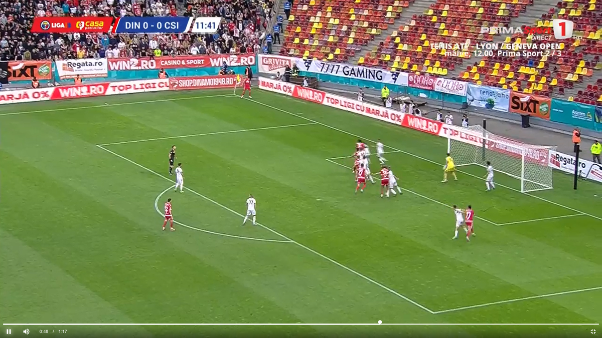 Rafală de ocazii în 300 de secunde pentru Dinamo » Ștefan Bănică Jr. și-a pus mâinile în cap + Ce a făcut Tamaș