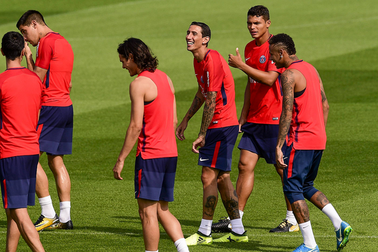 Thiago Silva, lângă Di Maria și Neymar. Foto: Imago
