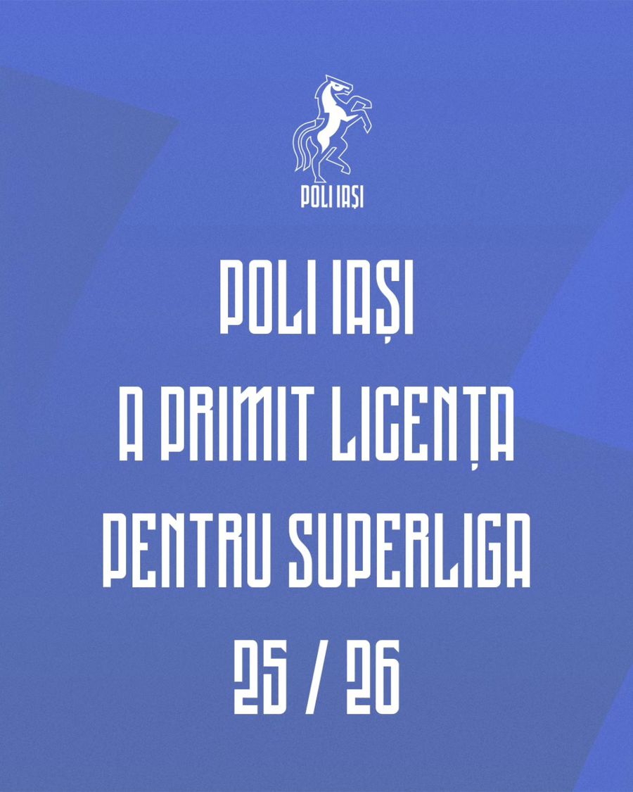Poli Iași a primit licența de Superliga, foto: Facebook @FC Politehnica Iași Clubul din Superliga a luat licența! Singura condiție pentru a evita colapsul sportiv