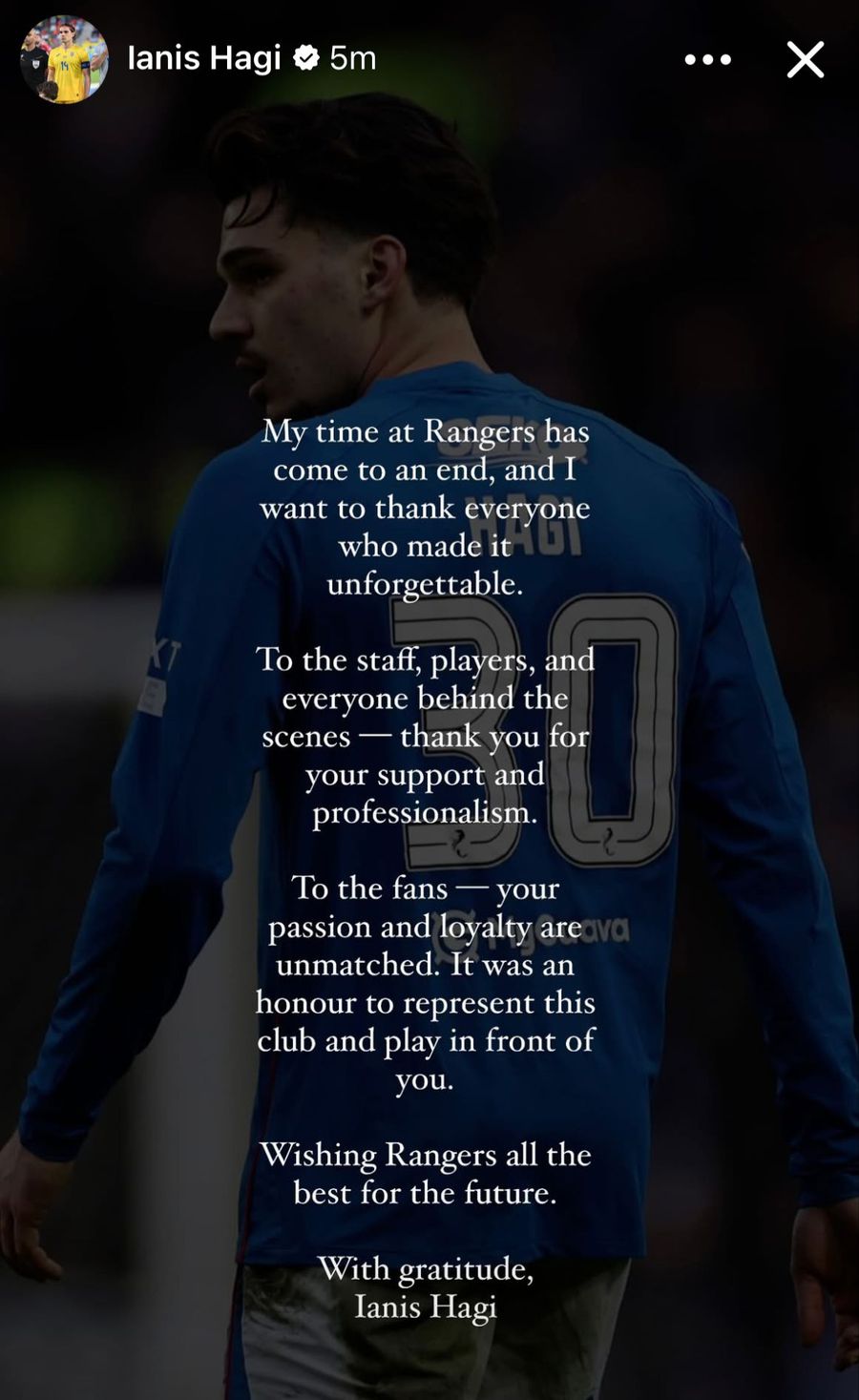 Lăsat să plece de Rangers, Ianis Hagi a reacționat imediat