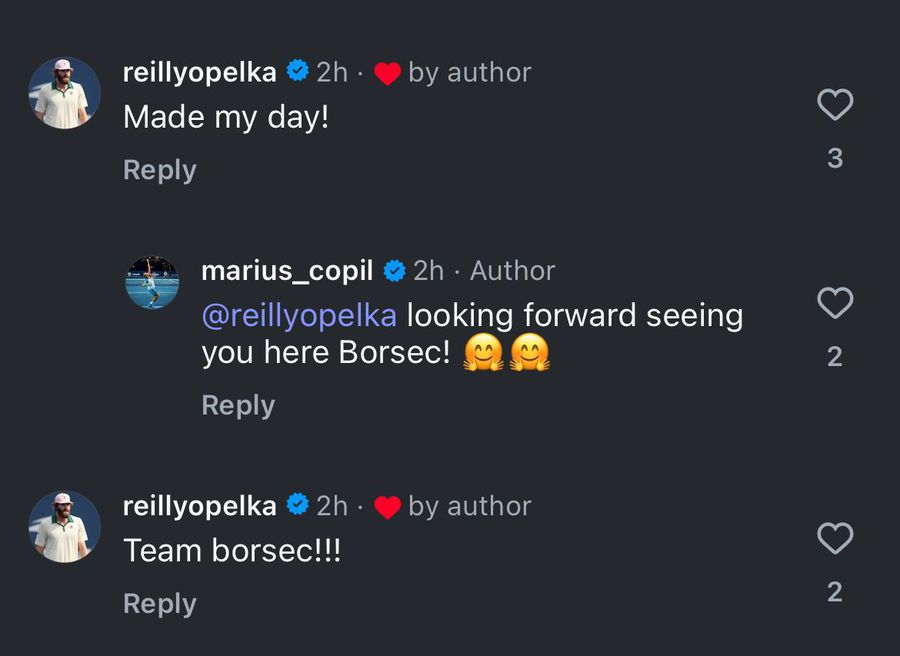 Schimbul de replici între Reilly Opelka și Marius Copil/Foto: Instagram Marius Copil a ajuns la Paris și a început să lucreze cu noua sa „elevă”: „Noi începuturi” » Reacția unui jucător din Top 100