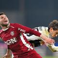Omar El Sawy, în acțiune în derby-ul cu CFR Cluj // foto: Imago Images