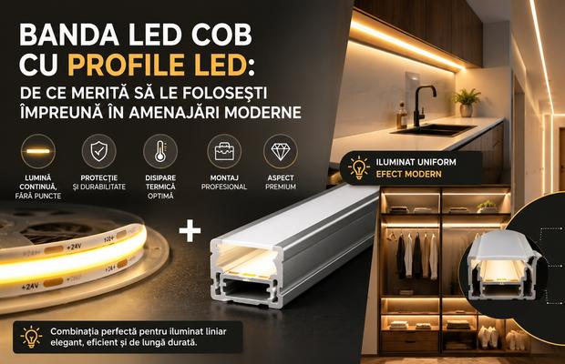 Banda LED COB cu Profile LED: De ce merită să le folosești împreună în amenajări moderne