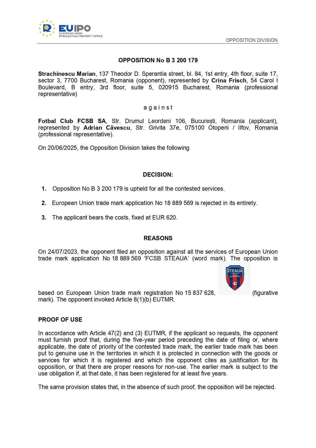 A venit decizia din Spania! Verdictul EUIPO, după ce Gigi Becali a cerut să folosească marca „FCSB-Steaua”