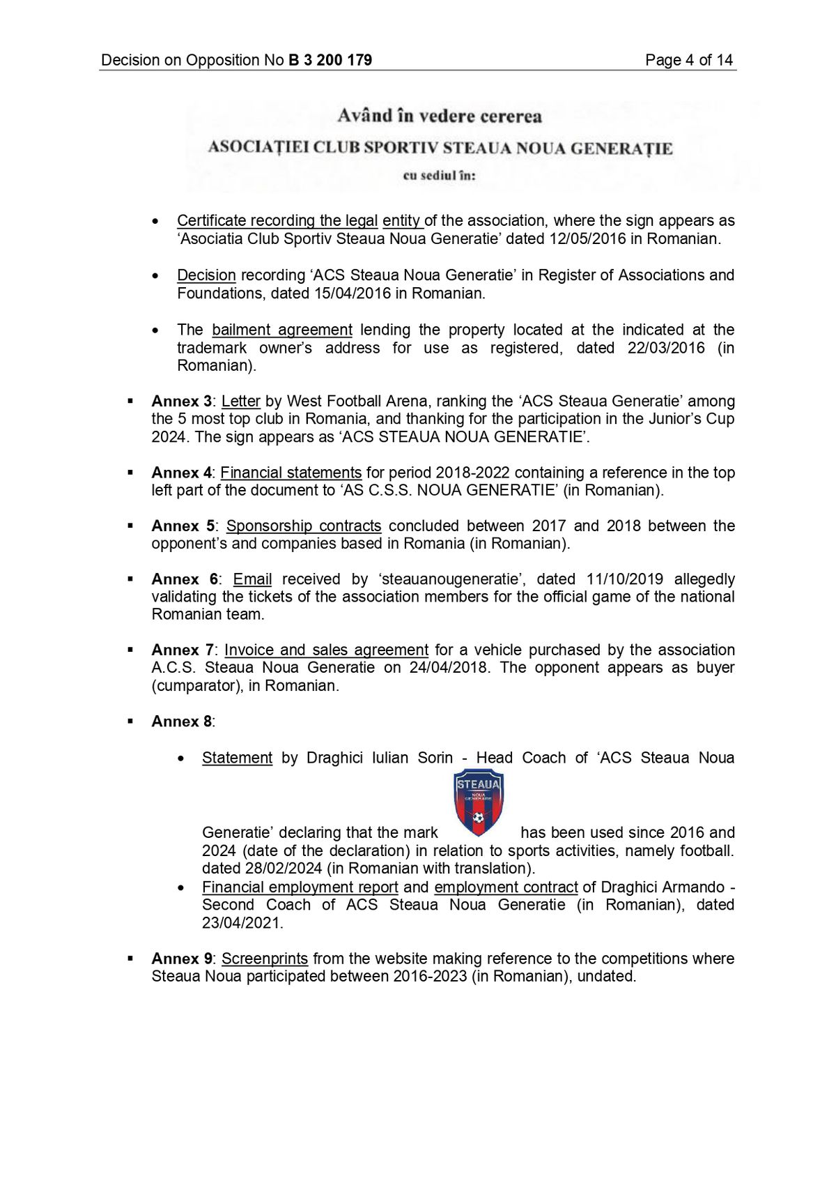 Decizia EUIPO împotriva lui FCSB