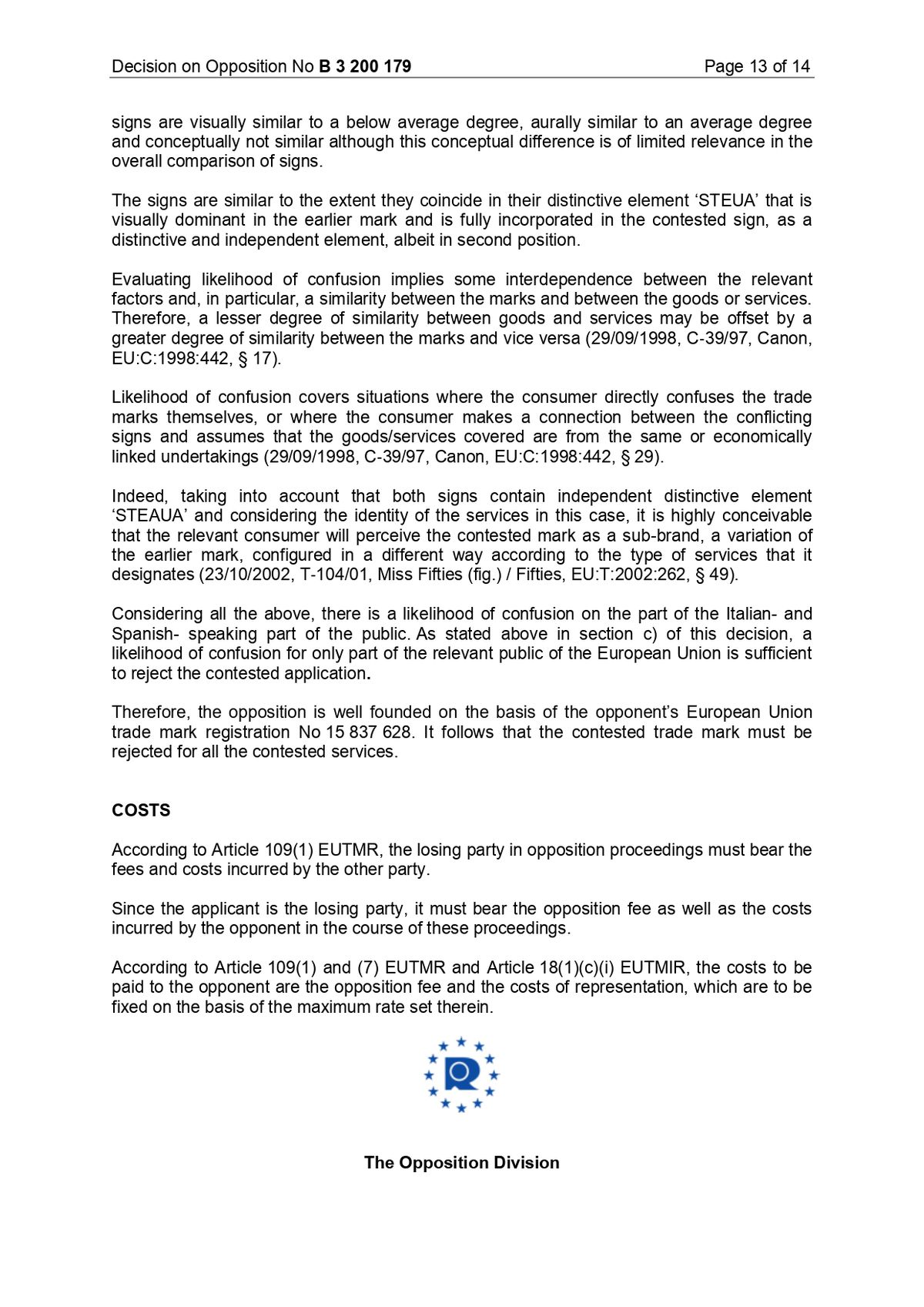 Decizia EUIPO împotriva lui FCSB