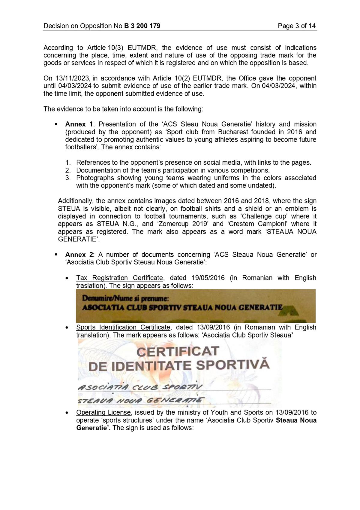 Decizia EUIPO împotriva lui FCSB