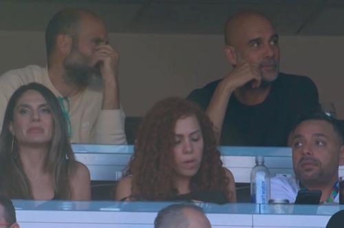 Pep Guardiola, surprins în tribune la Scoția - Maroc 0-1 / Foto: Captură X